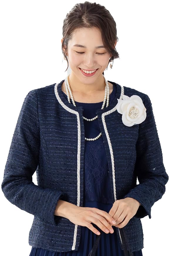 Amazon | [アッドルージュ] ノーカラージャケット レディース